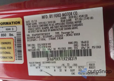 2014 Ford Fusion Titanium из США, поврежденный, VIN 3FA6P0K97ER258319